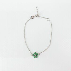 Tory Burch Kira Enamel Flower Chain Bracelet Green OS